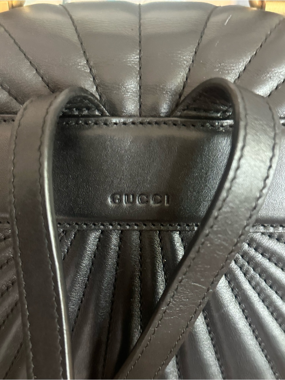 Gucci Queen Margaret Black Leather Bamboo Bee Backpack Bag Auth Entrupy - Picture 8 of 17